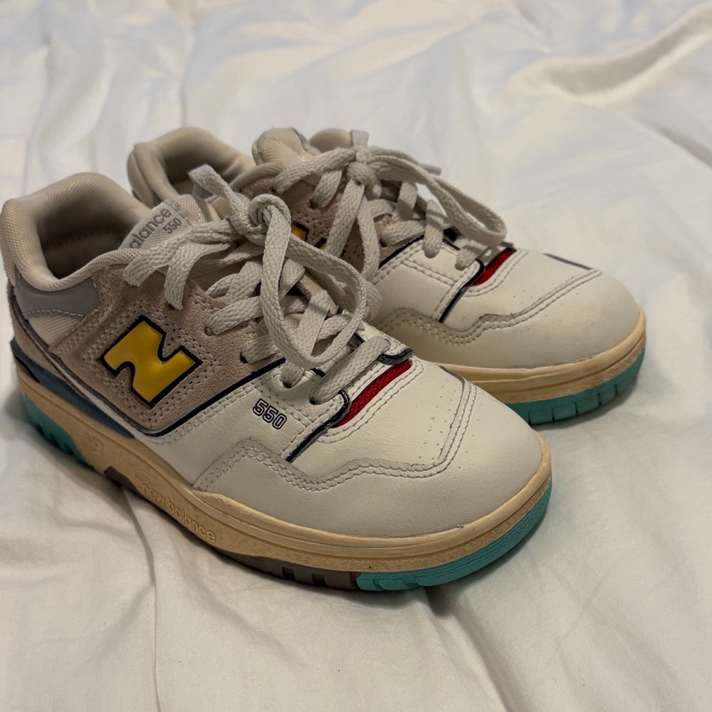 New Balance Kids' Cream and Yellow Sneakers